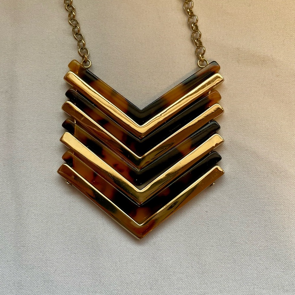 Banana Republic Chevron Necklace with Gold and Brown Accents